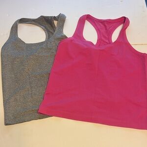 Lululemon swiftly racerback set of 2 heather gray and sonic pink 8
